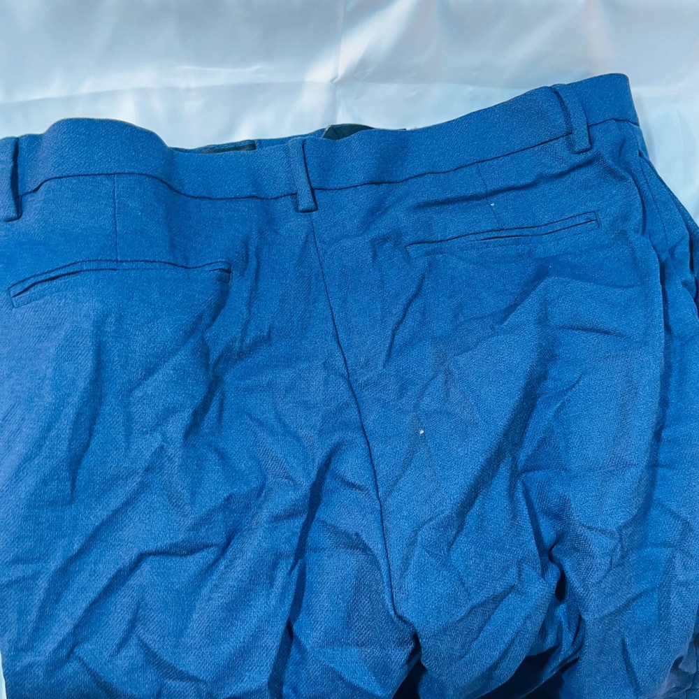 ASOS DESIGN Men Blue Wool Blend Suit Trousers Pants W34 L32 Formal Dress